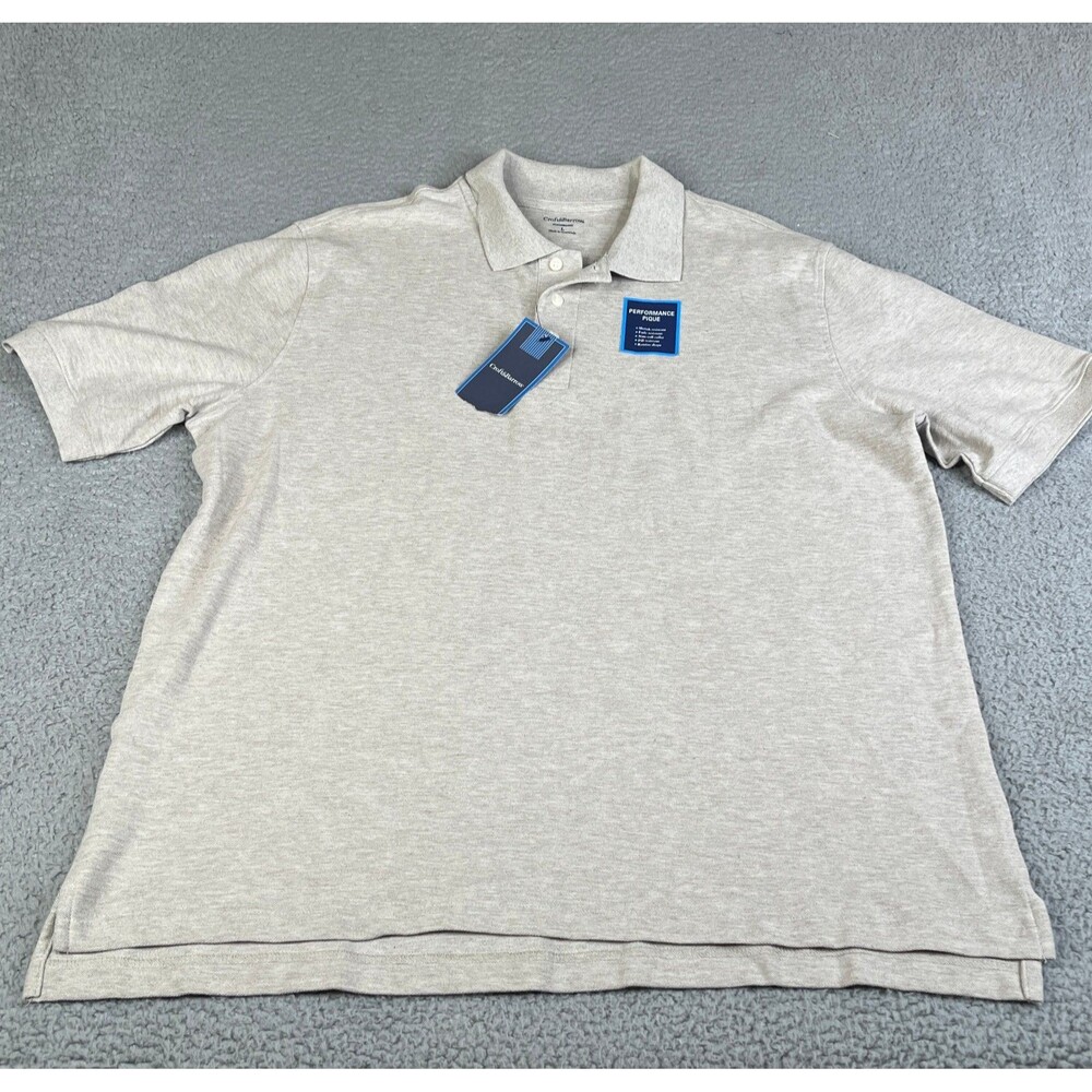 CROFT & BARROW  Polo Shirt Mens Large‎ Oatmeal Performance Pullover Pique Golf